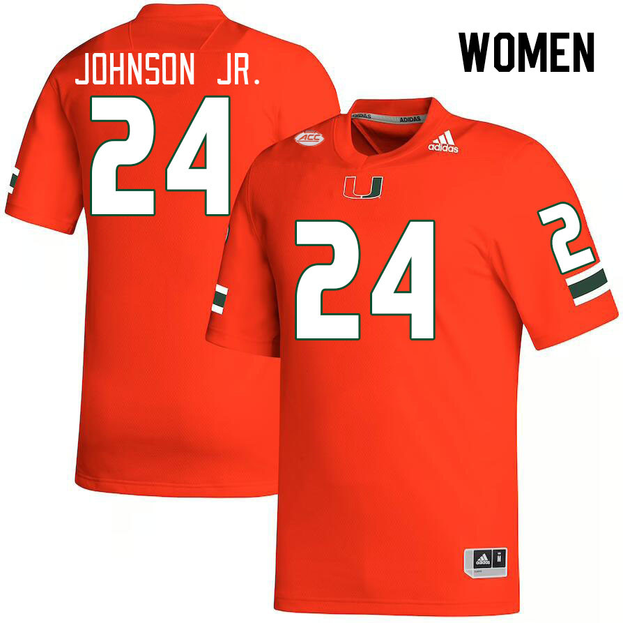 Women #24 Chris Johnson Jr. Miami Hurricanes College Football Jerseys Stitched Sale-Orange